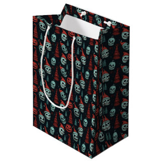 Spooky Christmas Halloween Skulls Medium Gift Bag