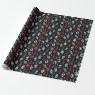 Spooky Christmas Halloween Skulls Wrapping Paper
