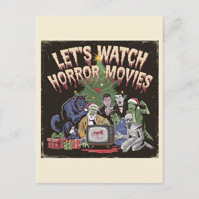  Spooky Christmas Retro Horror Movies  Postcard (Front)
