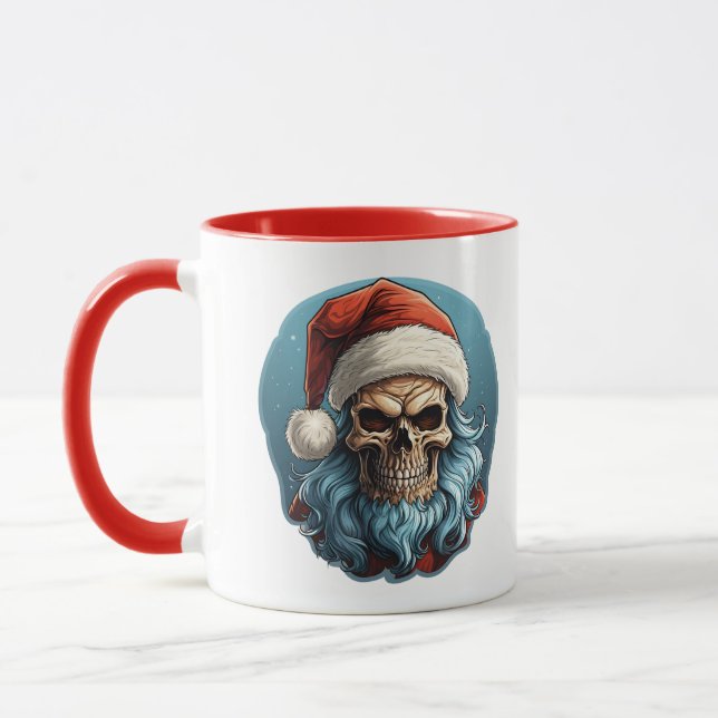 Spooky Christmas Santa Skull Funny Xmas Mug (Left)