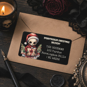 Spooky Christmas Skeleton Label