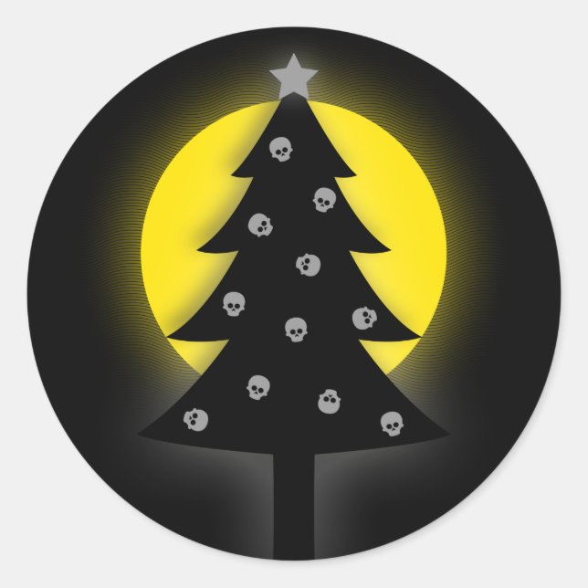 Spooky Christmas Tree Classic Round Sticker (Front)