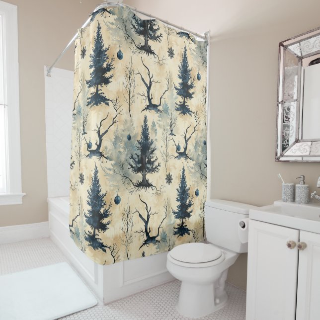 Spooky Christmas Tree Shower Curtain (In Situ)