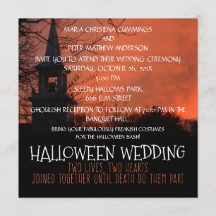 Spooky Church Halloween Wedding Invitation