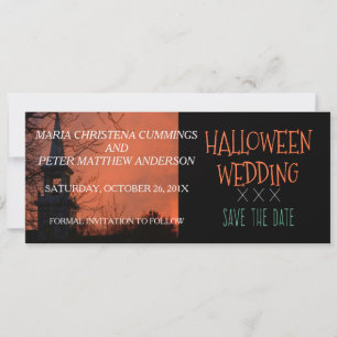 Spooky Church Halloween Wedding Save The Date Card