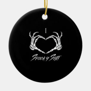 Spooky Classic - Skeleton Hands Heart Ceramic Ornament