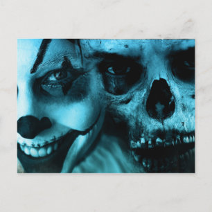Spooky Clown and Skull Postcard