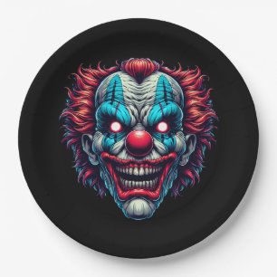 Spooky Clown Face Halloween Party Paper Plate