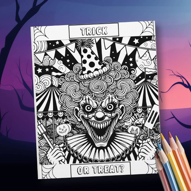 Spooky Clown Halloween Colouring Page (Creator Uploaded)