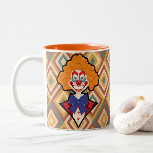 Spooky Clown Retro Halloween Creepy Circus Fun  Two-Tone Coffee Mug