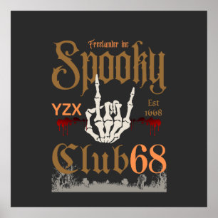 Spooky club Throw Pillow Poster