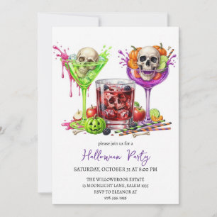 Spooky cocktail party halloween invitation