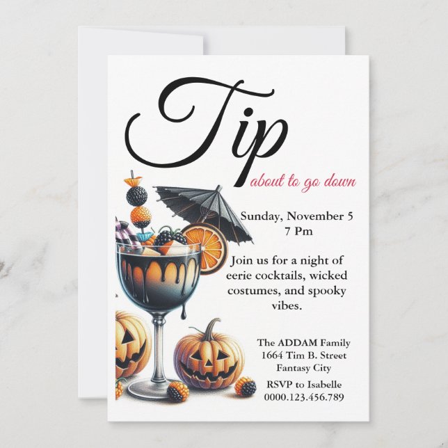 Spooky Cocktails & Costumes Bash Invitation, Invitation (Front)