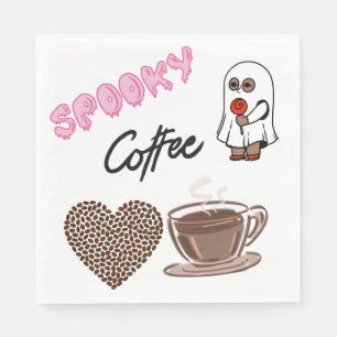 Spooky Coffee Cute Halloween Ghost Paper Napkins