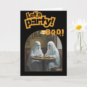Spooky Coffee Date   Ghost Halloween Invitation
