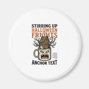 Spooky Coffee Halloween Haunted Mug Graphic Shirt_ Magnet