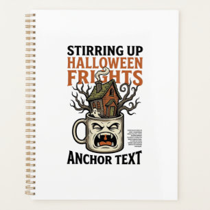 Spooky Coffee Halloween Haunted Mug Graphic Shirt_ Planner