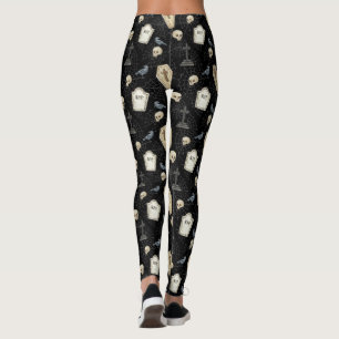 Spooky Coffin and Raven  Halloween  Leggings