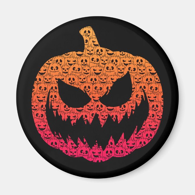 Spooky Colourful Pumpkins - Halloween Pattern Magnet (Front)