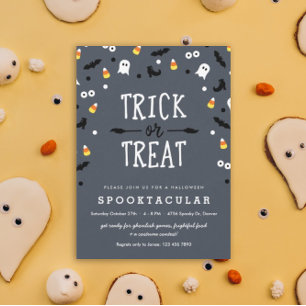 Spooky Confetti Cute Halloween Party Invitations