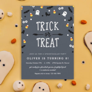 Spooky Confetti Halloween Birthday Invitations