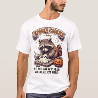 Spooky Cookies Halloween Vintage Racoon Bakery T-Shirt