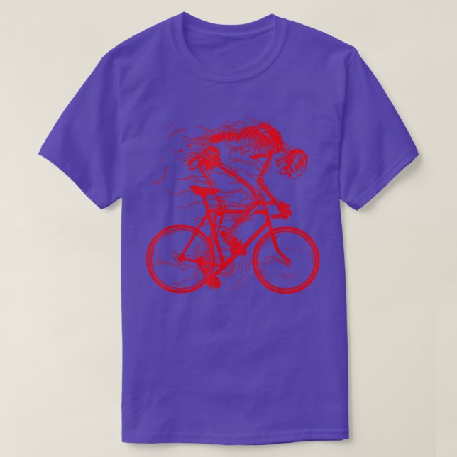 Spooky Cool Flaming Ghost Biker men Women Hallowee T-Shirt (Design Front)