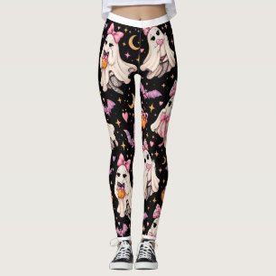 Spooky Coquette Ghost Halloween Leggings
