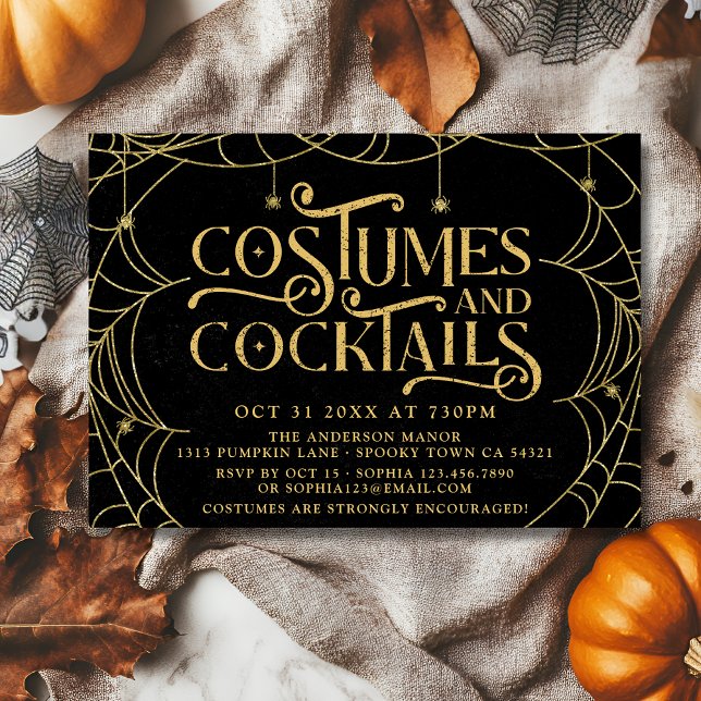 Spooky Costumes and Cocktails Adult Halloween   Invitation (Creator Uploaded)