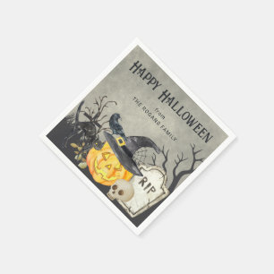 Spooky Costumes and Cocktails Halloween  Napkin