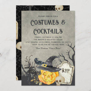 Spooky Costumes and Cocktails Halloween Party Invitation