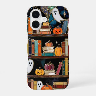 Spooky Cosy iPhone Case Pumpkin Bookshelf Design