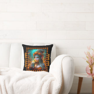 Spooky & Cosy Pumpkin Spice Gnome Throw Pillow