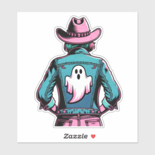Spooky Cowgirl with Ghost Pop Art 