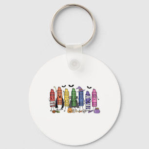 Spooky Crayon Halloween Teacher Trick Or Teach Fun Key Ring