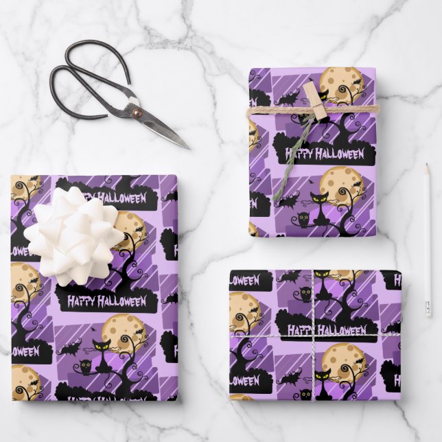 Spooky Creatures Halloween Wrapping Paper Sheets (Front)