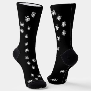 Spooky creepy black white crawling spiders fun socks