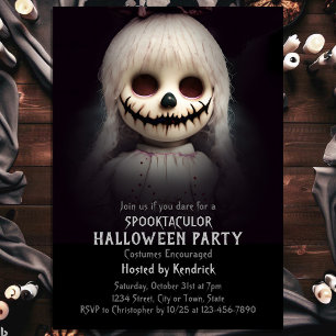 Spooky Creepy Doll Halloween Costume Party Invitation