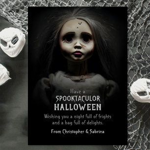 Spooky Creepy Doll Halloween Greeting Holiday Card