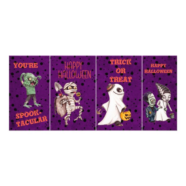Spooky Creepy Kid's Halloween Classroom Cards  (Front)