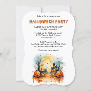 Spooky Creepy Pumpkins Halloween Party  Invitation