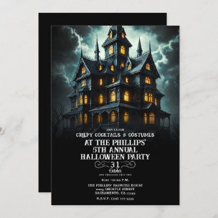 Spooky Creepy Scary Haunted House Halloween Party Invitation