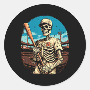 Spooky Creepy Sell Skeleton Halloween Men Boys  Classic Round Sticker