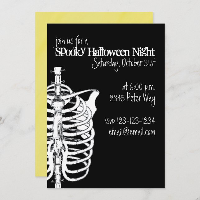 Spooky Creepy Skeleton X-Ray Halloween Party Invitation (Front/Back)