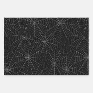 Spooky Creepy Spider Web Halloween Wrapping Paper Sheet