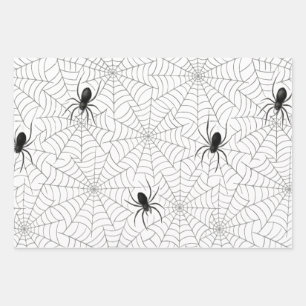 Spooky Creepy Spider Web Halloween Wrapping Paper Sheet