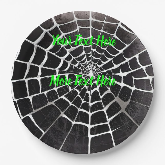 Spooky Creepy Spiderweb Pattern Halloween Custom Paper Plate (Front)