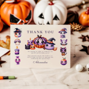 Spooky Cute 2nd Birthday Halloween Pastel Kawaii Thank You Card
