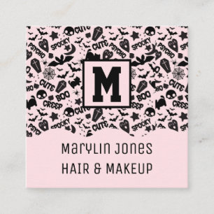 SPOOKY CUTE AND SPOOKY HALLOWEEN SQUARE BUSINESS CARD