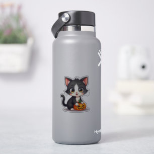Spooky Cute B&W Kitten – Halloween Sticker
